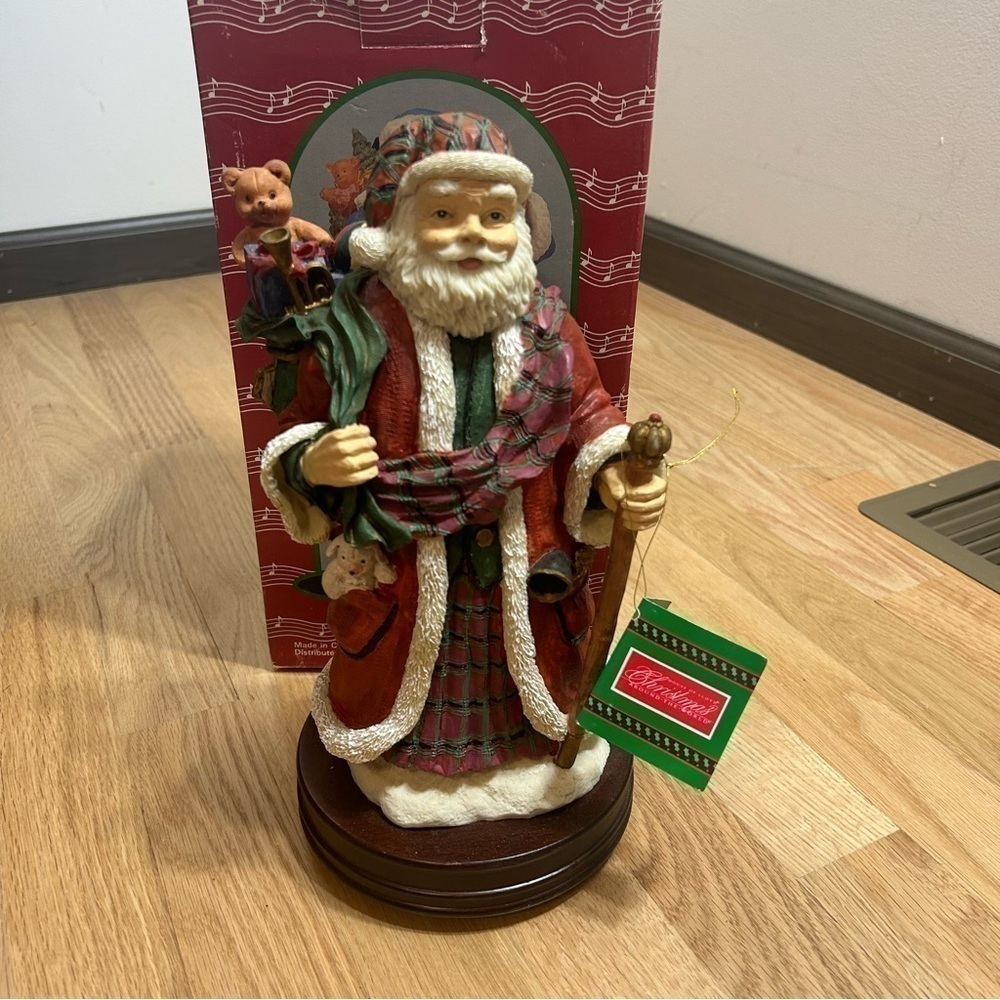 Vintage Musical Santa Claus Ceramic Figure Christmas Holiday Decor Statue